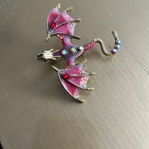 Pink and Gold Dragon Brooch